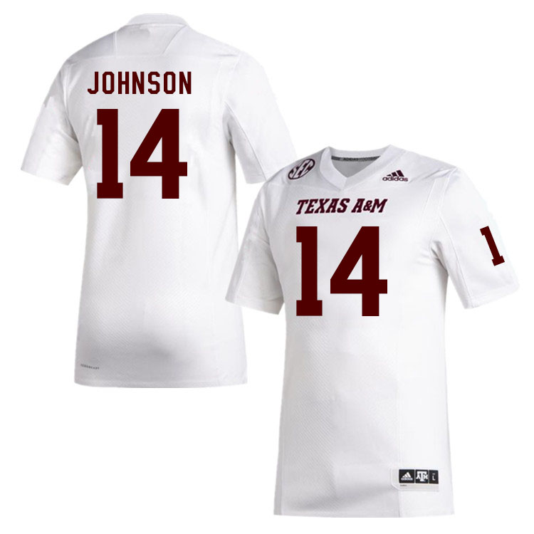 Men #14 Max Johnson Texas A&M Aggies College Football Jerseys Stitched Sale-White - Click Image to Close